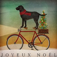 Black Lab on Bike Christmas Framed Print