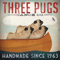 Three Pugs in a Canoe Framed Print