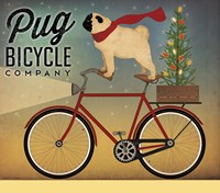 Pug on a Bike Christmas Framed Print