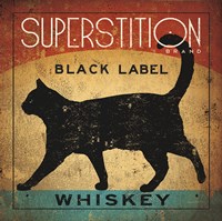 Superstition Black Label Whiskey Cat Framed Print