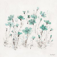 Wildflowers III Turquoise Framed Print