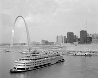 1960s St. Louis Missouri Gateway Arch Skyline Framed Print