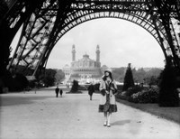1920s Woman Walking Under The Eiffel Tower Fine Art Print