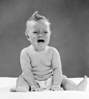 1950s Crying Baby Seated With Distressed Expression? Fine Art Print