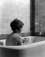1920s 1930s Woman Sitting In Bath Tub Fine Art Print