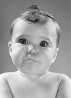 1950s Baby Making Funny Face With Eyes Wide Open Fine Art Print