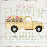 Vintage Flower Garden Truck Framed Print