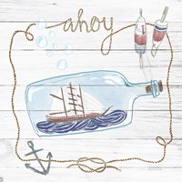 Ship in a Bottle Ahoy Shiplap Framed Print