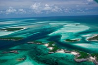 Aerial View of Island in Caribbean Sea, Great Exuma Island, Bahamas Fine Art Print