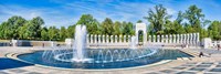 View of Fountain at National World War II Memorial, Washington DC Fine Art Print