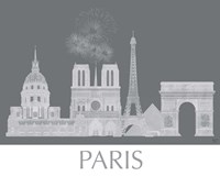Paris Skyline Monochrome Framed Print