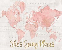 Across the World Shes Going Places Pink Framed Print
