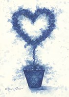 Blue Heart Topiary Framed Print