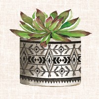 Cactus Mud Cloth Vase I Framed Print