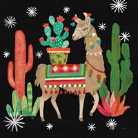 Lovely Llamas III Christmas Black Framed Print