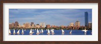 View of boats on a river by a city, Charles River,  Boston Fine Art Print