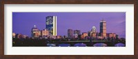 Bridge with city at the waterfront, Charles River, Back Bay, Longfellow Bridge, Boston, Suffolk County, Massachusetts Fine Art Print