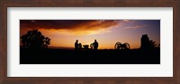 Silhouette of statues of soldiers and cannons in a field, Gettysburg National Military Park, Pennsylvania, USA Fine Art Print