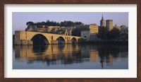 Reflection of a palace on water, Pont Saint-Benezet, Palais Des Papes, Avignon, Provence, France Fine Art Print