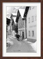 Snowy Street in Hallstat, Austria Fine Art Print