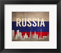 Moscow, Russia - Flags and Skyline Framed Print