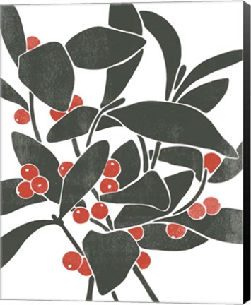 Framed Colorblock Berry Branch I Print