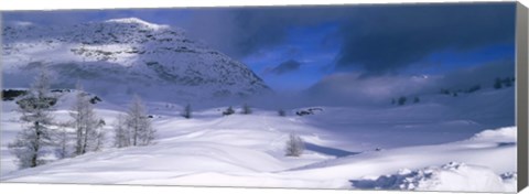 Framed Snowcapped mountain in a polar landscape, Simplon pass, Switzerland Print