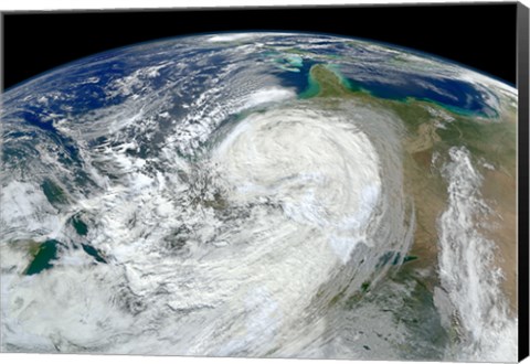 Framed Satellite View of Hurricane Sandy Along the East Coast of the United States Print