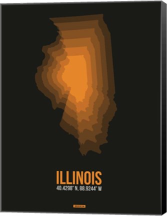 Framed Illinois Radiant Map 5 Print