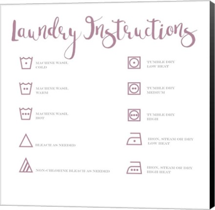 Framed Laundry Instructions Print