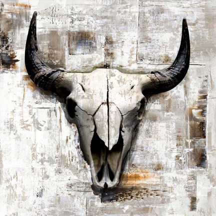 Framed White Cowskull Print