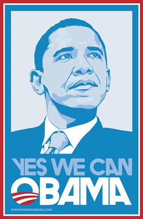 Barack Obama, (Blue, Yes We Can) Campaign Poster - 11" x 17" from Fulcrum  Gallery
