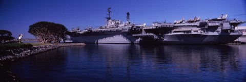 Framed Aircraft carriers at a museum, San Diego Aircraft Carrier Museum, San Diego, California, USA Print