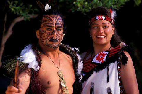 New Zealand, North Island, Maori culture and costume Fine Art Print by Bill  Bachmann / Danita Delimont at FulcrumGallery.com