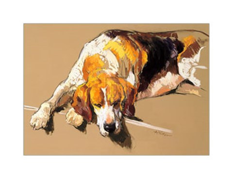 Framed Hound in a Kennel (LE) Print