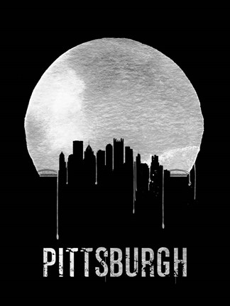 Framed Pittsburgh Skyline Black Print