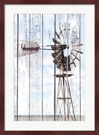 Framed White Washed Windmill Print