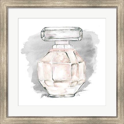 Framed Perfume Bottle with Watercolor II Print