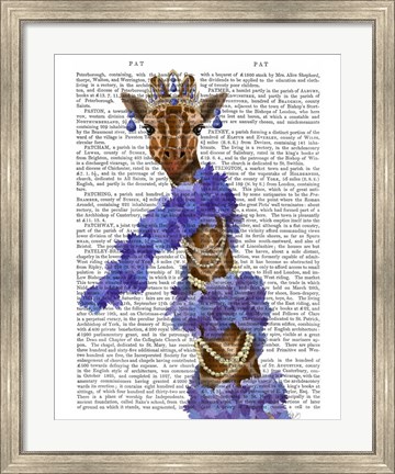 Framed Giraffe with Purple Boa Print