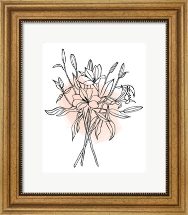 Framed Lilies on Pink II Print