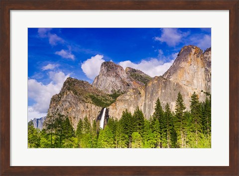 Framed Bridalveil Fall And The Leaning Tower Print