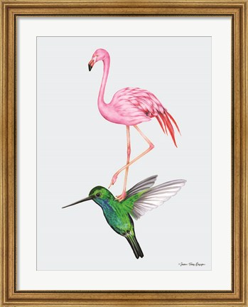 Framed Hummingbird and the Flamingo Print