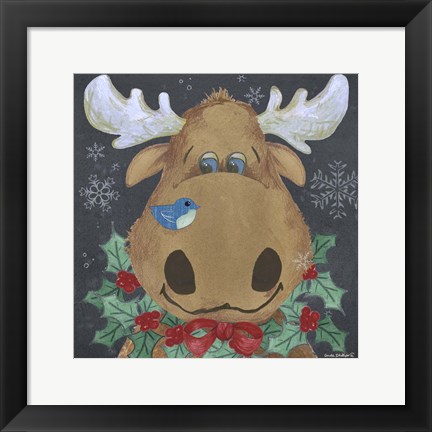 Framed Christmas Moose Print