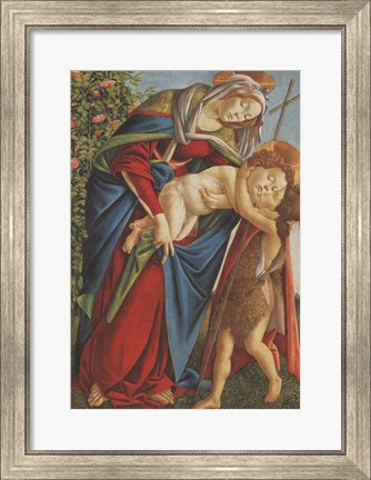 Framed Madonna with Child Embracing the Young St John Print