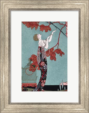 Framed Fashion Illustration, 1914 Print