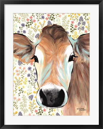 Framed Bluebell Cow Print