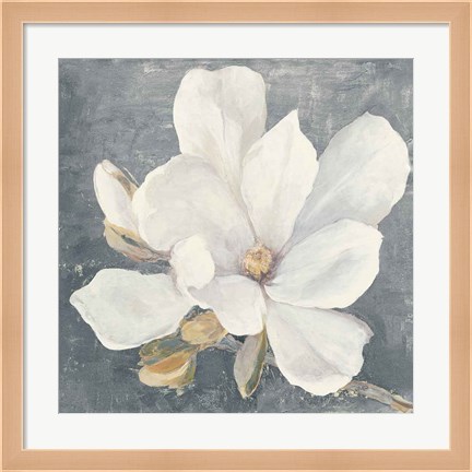 Framed Serene Magnolia Gray Print