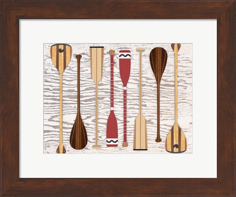 Framed Canoe, Paddles &amp; Oar Print