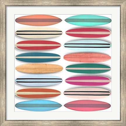 Framed Surfboard Pattern Print