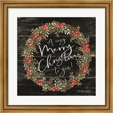 Framed Very Merry Christmas Wreath Print